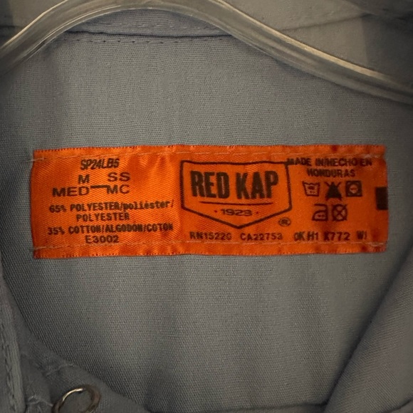 Red Kap - Industrial Short Sleeve Work Shirt, Size Medium In Color Light Blue - Picture 2 of 5